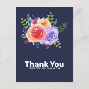 Aquarell-Rosen-Blumenstrauß-Party-Dankeschön Postkarte