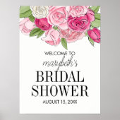 Aquarell Rosen Brautparty Willkommenspender Poster (Vorne)