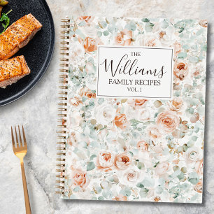 Aquarell-Rosen-Eukalyptus-Blumen-Familienrezept Notizblock