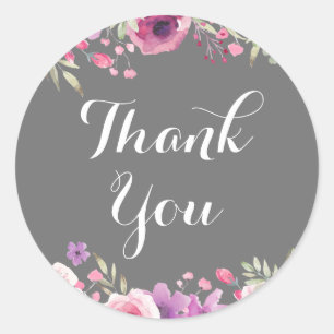 Aquarell-Rosen Grünzeug Danke Runder Aufkleber