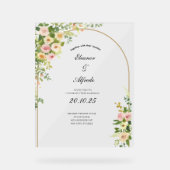 Aquarell-Rosen-Hochzeit Acrylschild (Vorderseite)