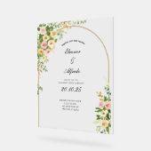 Aquarell-Rosen-Hochzeit Acrylschild (Winkel)