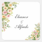 Aquarell-Rosen-Hochzeit  Quadratischer Aufkleber (Vorderseite)