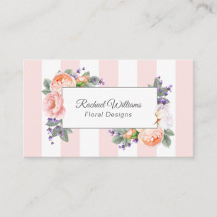 Aquarell-Rosen, Lavendel und rosa Streifen Visitenkarte