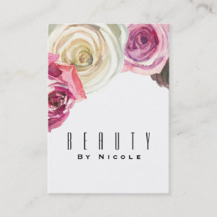 Aquarell-Rosen Rosa Weiß Floral Glamourös Elegant Visitenkarte
