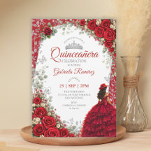 Aquarell-Rosen Rot und Silber Rote Quinceañera