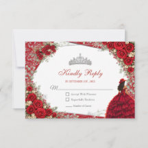 Aquarell-Rosen Rot und Silber Rote Quinceañera
