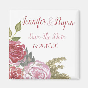 Aquarell-Rosen Save The Date Magnet