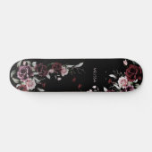 Aquarell-Rosen Schwarzer Hintergrund Skateboard (Horizontal)