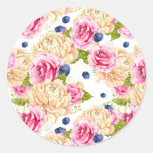 Aquarell-Rosen- und Blaubeeren-Muster Botanisch