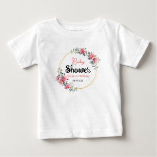 Aquarell-Rosen und Eukalyptus-Baby-Shower Baby T-shirt