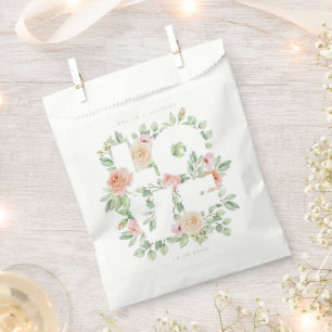 Aquarell-Rosen und Grünpflanzen Gartenhochzeit Geschenktütchen