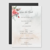 Aquarell Rosen und Kalligraphie Save the Date Magneteinladung (Vorne/Hinten)