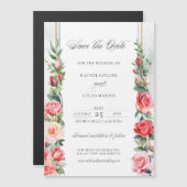Aquarell Rosen und Kalligraphie Save the Date Magnetkarte (Vorne/Hinten)