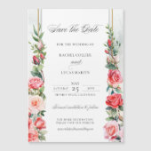 Aquarell Rosen und Kalligraphie Save the Date Magnetkarte (Vorderseite)