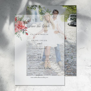 Aquarell Rosen und Kalligraphie Save the Date Pergament Einladungen