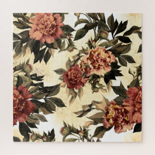 Aquarell-Rosen und Pfingstrosen-Muster. Puzzle