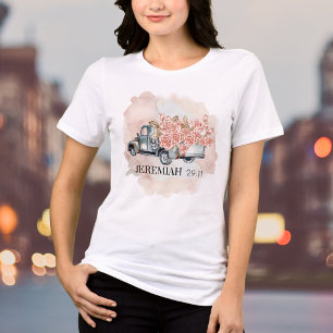 Aquarell-Rosen Vintage-LKW Bibelvers Tri-Blend Shirt