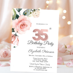 Aquarell-Rosen zum 35. Geburtstag Einladung