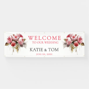 Aquarell-Rosenstrauß-Hochzeit Banner