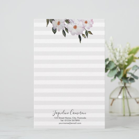 Aquarell Roses Ballerina Illustration Briefpapier (Stehend Vorderseite)