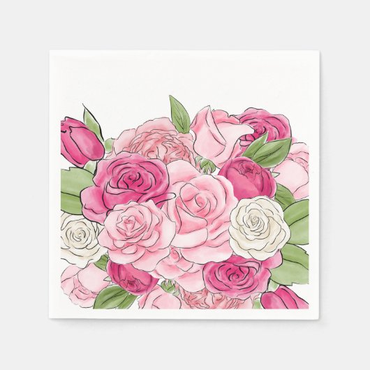 Aquarell Roses Brautparty Papa Napa Serviette (Vorderseite)