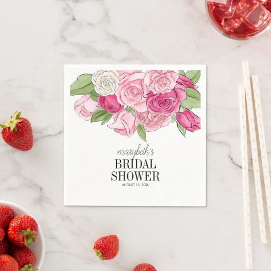 Aquarell Roses Brautparty Papa Napa Serviette (Beispiel)