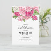 Aquarell Roses Bridal Dusche Einladung (Stehend Vorderseite)