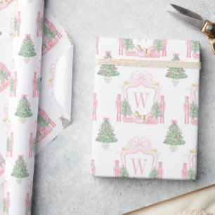 Aquarell-Rosser Nussknacker-Monogramm-Wappen Geschenkpapier