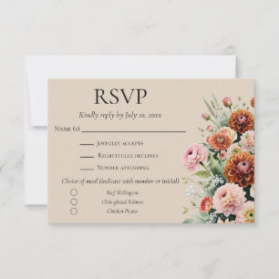 Aquarell Rost Orange Salbei Grün Florale Hochzeit RSVP Karte