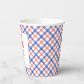 Aquarell Rot & Blau Karierte Hummer Pappbecher (Links)