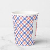 Aquarell Rot & Blau Karierte Hummer Pappbecher (Rechts)