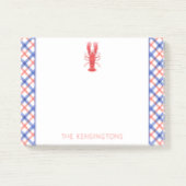 Aquarell Rot & Blau Karierte Hummer Personalisiert Post-it Klebezettel