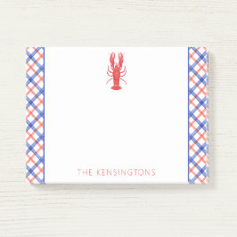 Aquarell Rot & Blau Karierte Hummer Personalisiert Post-it Klebezettel