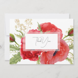 Aquarell-Rot-Blumenmuster Individuelle Dankeschön- Dankeskarte
