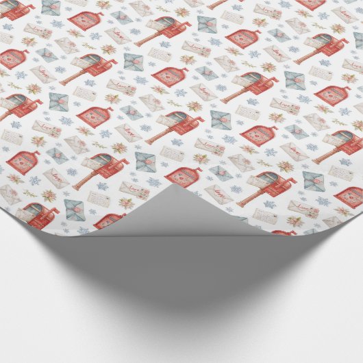 Aquarell-Rot-Briefkasten-Weihnachtsmuster Geschenkpapier (Ecke)