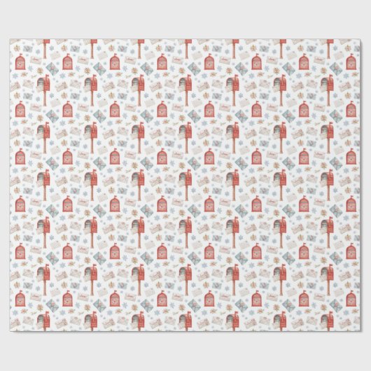 Aquarell-Rot-Briefkasten-Weihnachtsmuster Geschenkpapier (Flach)