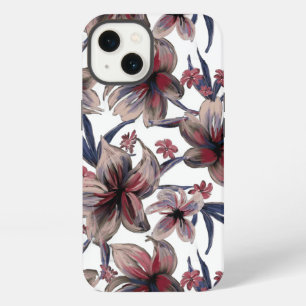 Aquarell Rot Floral auf Weiß iPhone 13 Hülle