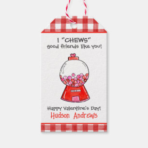 Aquarell Rot Gingham Gumballs Valentine Geschenkanhänger