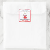 Aquarell Rot Gingham Gumballs Valentine Quadratischer Aufkleber (Tasche)