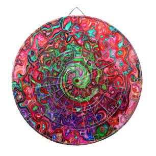 Aquarell Rot Groovy Abstrakter Retro Flüssigkeitsw Dartscheibe