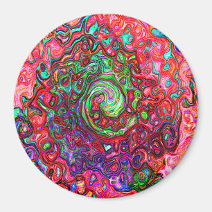 Aquarell Rot Groovy Abstrakter Retro Flüssigkeitsw Magnet