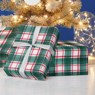 Aquarell Rot Grün Feiertags Kariert Weihnachten Geschenkpapier