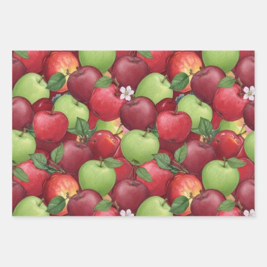 Aquarell Rot, Grün und Granny Smith Apfel Geschenkpapier Set (Vorderseite)