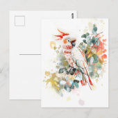 Aquarell Rot-Kakadu Postkarte (Vorne/Hinten)