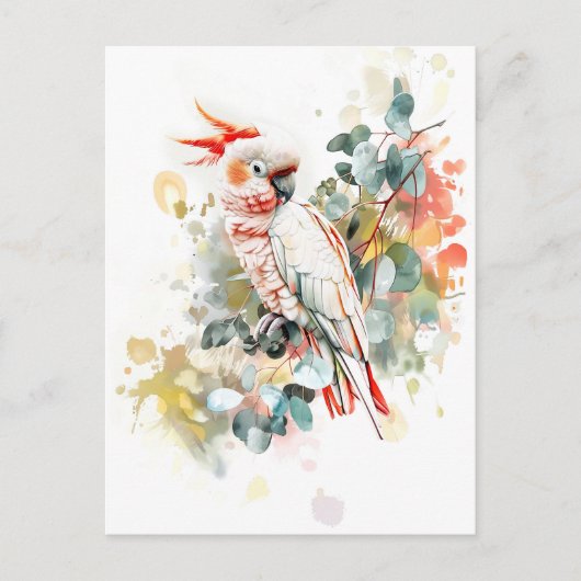 Aquarell Rot-Kakadu Postkarte (Vorderseite)