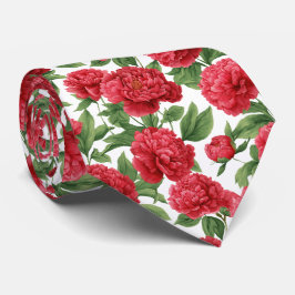 Aquarell-Rot-Pfingstrose-Blumenmuster Krawatte