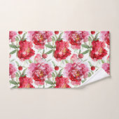 Aquarell-Rot-Pfingstrosen-Muster Badhandtuch Set (Handtuch)