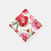 Aquarell-Rot-Pfingstrosen-Muster Serviette (Ecke)