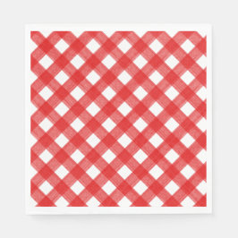 Aquarell Rot und Weißes Kariertes Papier Neapel Serviette